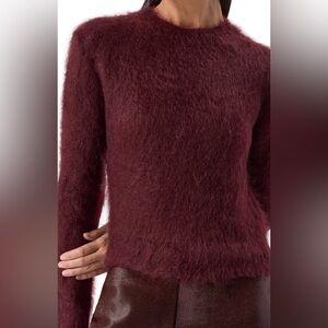 KUJTEN 100% Cashmere Cozy Maroon Crew Neck Sweater